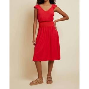 NEW NATION LTD mina ruffled dress in cherrybomb